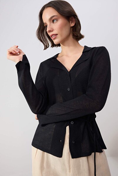 Trendyol Collection Wardrobe Essentials Schwarzer Gürtel Detaillierter Hemdkr...