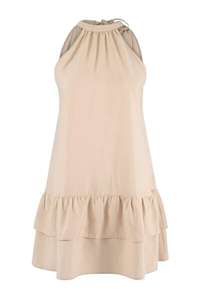 Trendyol Collection More Sustainable Ecru Modal Midi Woven Dress Twoss26El00299