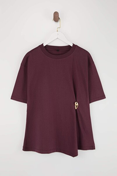 Trendyol Curve Detaljna pletena bluza veće veličine u boji šljive TBBSS26AF00046