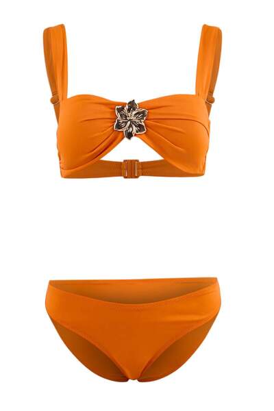 Trendyol Collection Πορτοκαλί Σετ Μπικίνι με Στράπλες και Αξεσουάρ, Κανονική ...