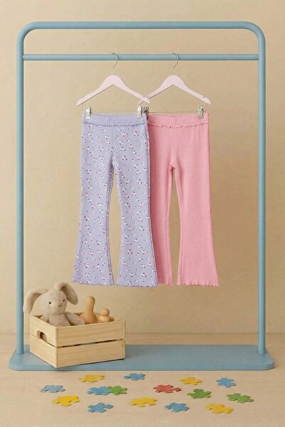 TRENDYOLKIDS Colanți uni liliac-roz, pachet de 2, din material subțire TKDSS2...