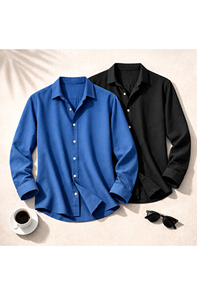 OTAKU طقم قمصان رجالي من قماش ايروبين بأكمام طويلة مكون من قطعتين