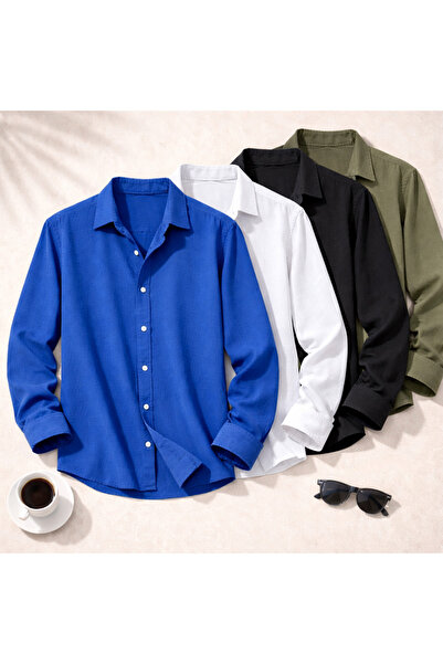 OTAKU مجموعة من 4 قمصان رجالية بأكمام طويلة من قماش ايروبين