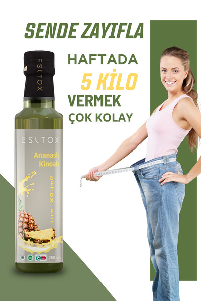 esltox Detox Fit Ananas & Kinoalı Ödem Atmaya Kilo Vermeye Yardımcı Sirke 250 ml