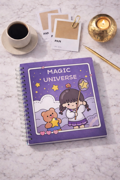 matheon 17X17 cm Square Spiral Notebook Magic Universe |   Cute Cartoon Diary...