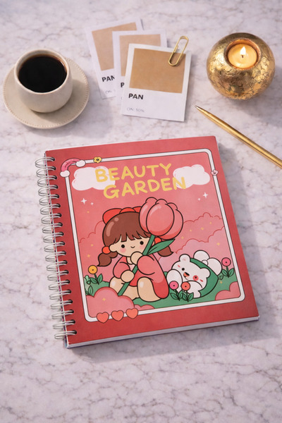 matheon 17X17 cm Square Spiral Notebook Beauty Garden Red |   Diary and Notep...
