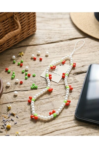 VESPERASTOREE Kiraz model boncuklu telefon kılıfı charmı -Telefon aksesuar(25cm)