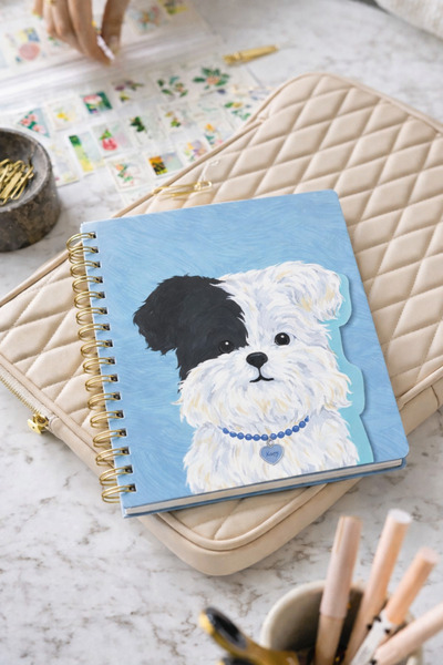 matheon دفتر ملاحظات حلزوني على شكل كلب + دفتر ملاحظات مدمج