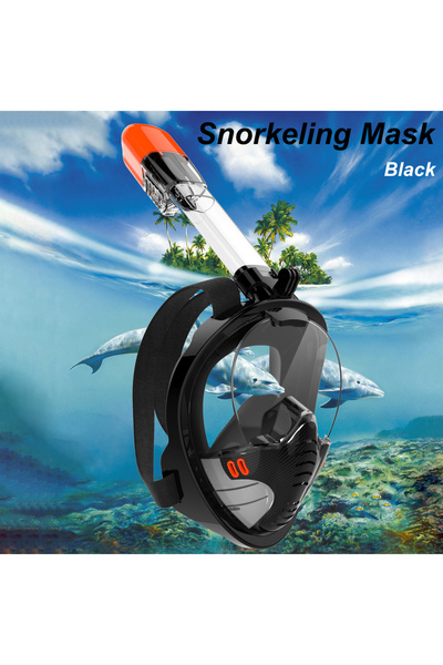 Choice قناع غطس أسود كبير/كبير جدًا، يغطي الوجه بالكامل، رؤية 180 درجة، جاف ت...