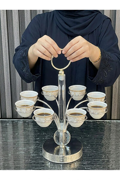 DVINA حامل تقديم فناجين قهوة 8 فنجان فضي