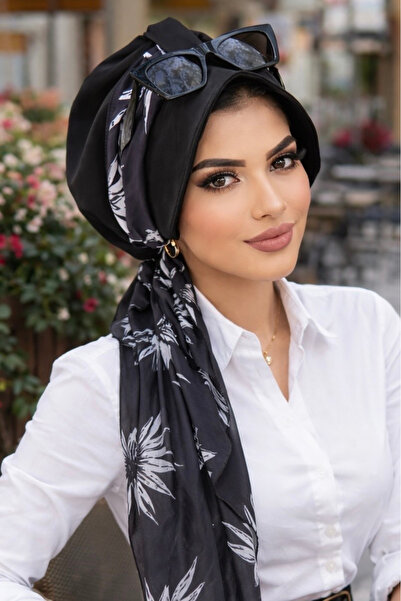 Aişe tesettür Black and White Hat Bonnet