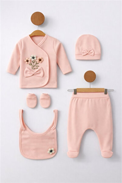Bamoola for Babies Organik Kız Bebek Kabartma Desenli 5'li Tulum Hastane Çıkı...