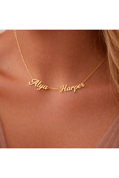 Soleildor 925 ayar Orijinal Gümüş Kişiye Özel İki İsimli Gümüş Kolye