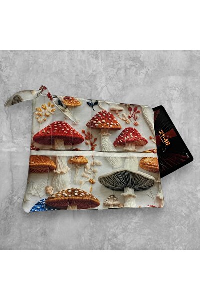 GÖKDAĞ BEDDING El Yapımı Mantar Desenli Tablet Kılıfı Organizer-Kalemlik Ve D...