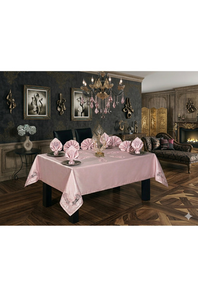Finezza Anjelica Incili Güpürlü Monoray Kumaş Pudra Masa Örtüsü ve Peçete 170...