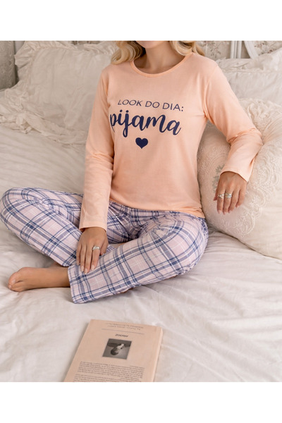 MİSSLALE Σετ γυναικείας πιτζάμας με μακρυμάνικο μπλουζάκι με σχέδια