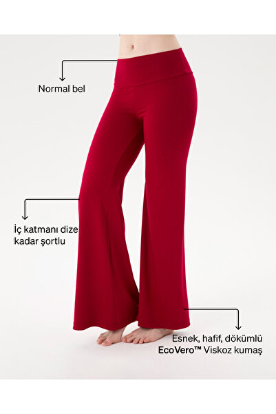 Ayma Active Kırmızı Şortlu Yoga Pantolon İnce Dökümlü Yoga Pantolon