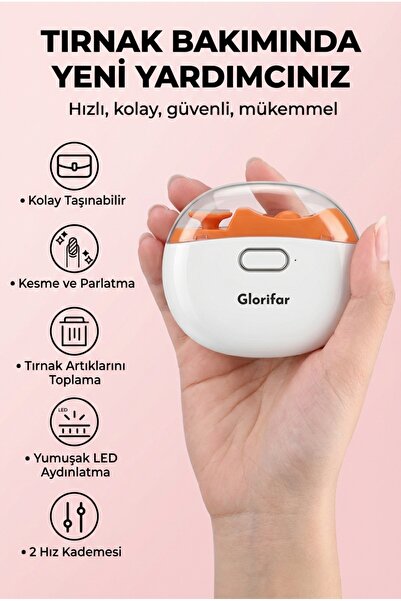 Glorifar Yetişkin ve Bebek Taşınabilir Şarjlı Turuncu Manikür ve Tırnak Kesme...