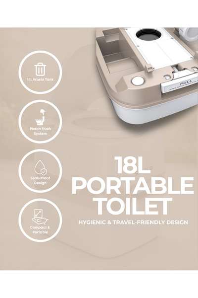 Seaflo 18L Portable Camping Toilet with 10L Flush Tank Manual RV Travel Outdoor Leakproof Toilet