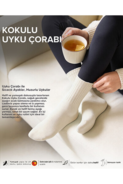 Bolero Γυναικείες κάλτσες ύπνου με άρωμα ευκαλύπτου 2 τεμαχίων εκρού