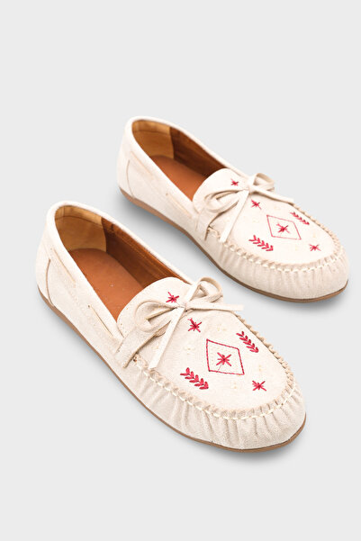 Capone Outfitters Viki Kızılderili Nakışlı Yumuşak Kadın Loafer Ayakkabı