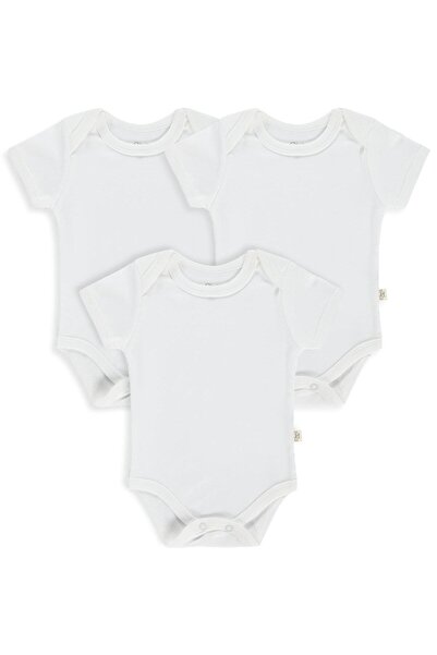 Civil Baby Badi simplu cu mânecă scurtă, cu 3 capse - Alb