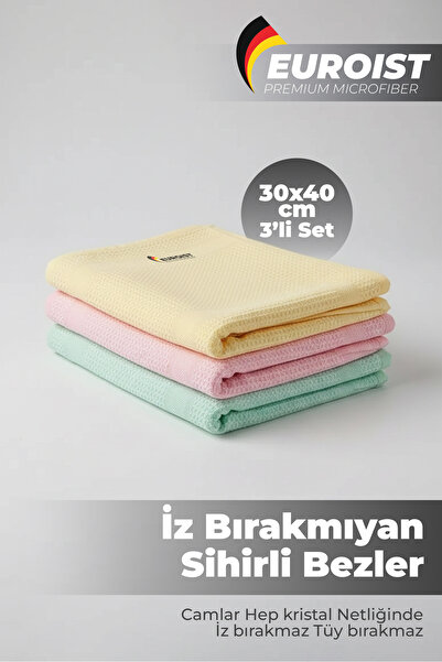 euroist 3 komada mikrofiber krpa za čišćenje - staklo, ogledalo, kuhinja, kup...