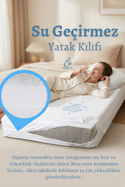 Elyaf Sepeti Fermuarlı Su Geçirmez Yatak Kılıfı Yatak Şiltesi Kılıfı (LÜTFEN ...