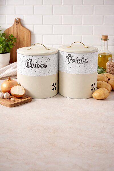 decorev Metal Patates Soğan Kovası DC-6755 KREM Hava Delikli
