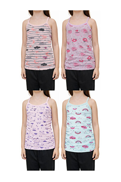 SÜSEN LİNGERİE 4-Pack Girls' T-Shirt, Cotton Children's T-Shirt