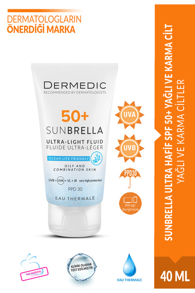 DERMEDIC SUNBRELLA YAĞLI VE KARMA ULTRA HAFİF SPF 50+