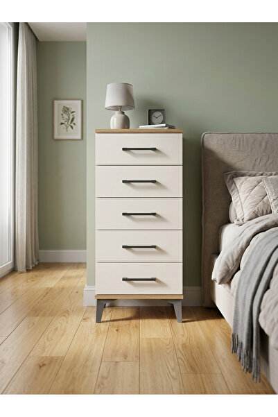 Dienni Arges Komodin 5 Çekmeceli 44x30x96 Çam-Aytaşı