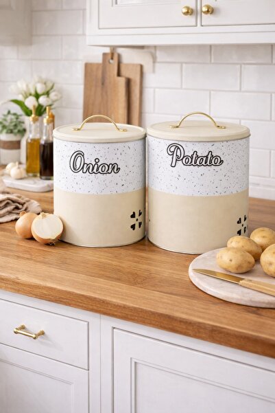 decorev Metal Patates Soğan Kovası DC-6755 KREM Hava Delikli