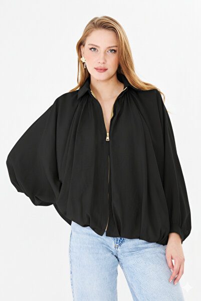 PIQUE Women's pleated jacket zippered oversize women's poncho