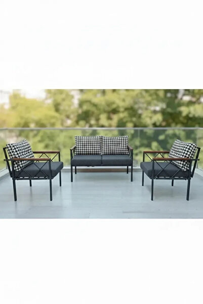 adımshops Safir 2+1+1 Kaz Ayağı Kırlent Balkon-bahçe-kafe-çay Seti-koltuk Tak...