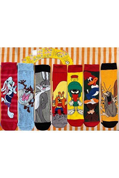 AL Bİ 90LIK Șosete distractive Looney, pachet de 7, cu modele de desene animate