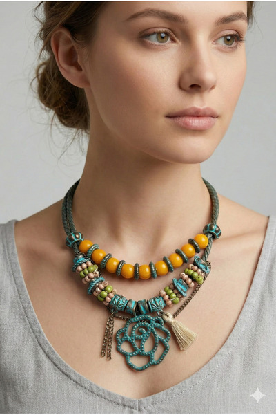 PETEK AKSESUAR Etnik Bohem Tasarım Kolye