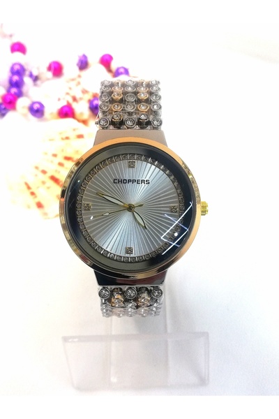 Choppers Yuvarlak İçi Sade Taşlı Kordon Hediyelik Kol Saat