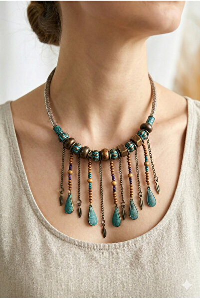 PETEK AKSESUAR قلادة بحبل بتصميم بوهيمي عرقي