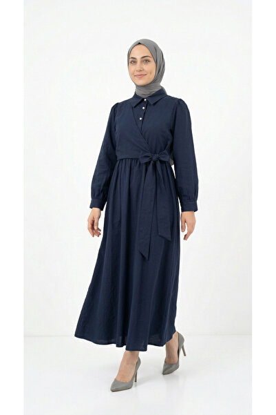 MİHRA STORE Zenessa Cupra Φόρεμα Μοντάλ με Μπολερό-NA2375 Ναυτικό Μπλε