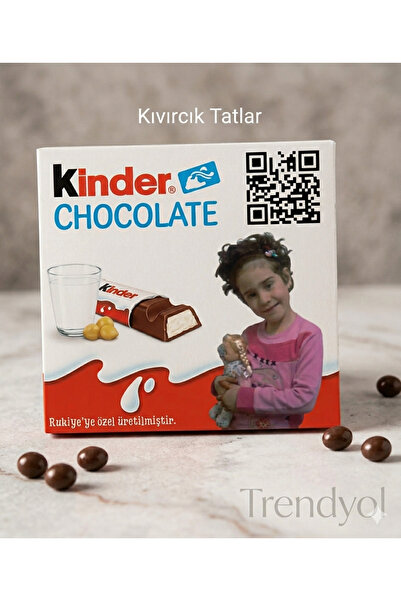 Kinder Chocolate Fotoğraflı ve QR kodlu Kişiye Özel Hediye Çikolata Parti, Do...