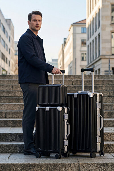 Zeplin Joya PC Policarbon 3'lü Valiz Seti (Kabin Orta ve Makyaj) Siyah