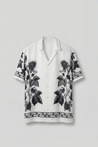 ablukaonline Muška košulja sa kratkim rukavima i kubanskim ovratnikom Oversiz...