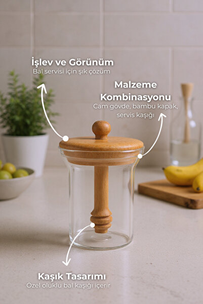 Bambum Bee Honey Glass Storage Container with Spoon