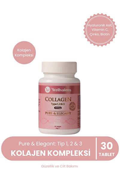 Wellvalens Pure & Elegant Collagen 1000 mg Tip 1-2-3 - 30 Tablet - Hyaluronik...