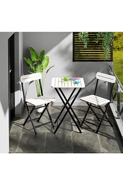 eportatif Bistro Takım Bahçe Masa Sandalye Beyaz