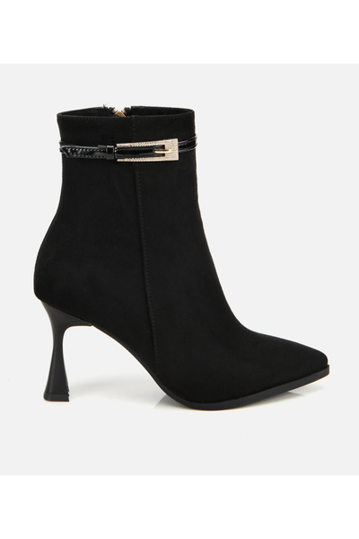 Hotiç Kadın Süet Siyah Taşlı Tokalı Bilekte Topuklu Bot