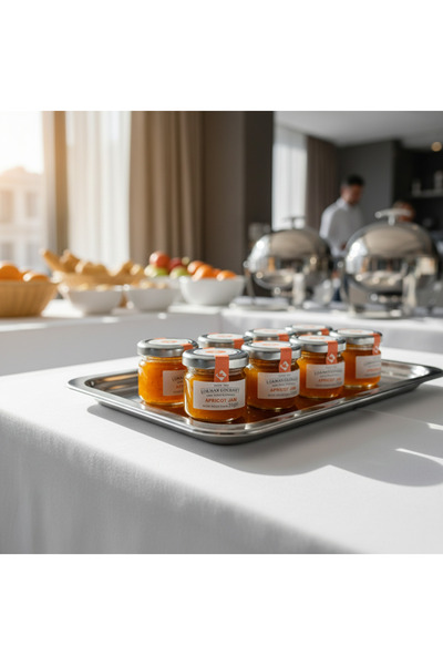 Lokman Gourmet Organik Kayısı Reçeli 32 g x 50 – Tek Porsiyon Cam Kavanoz – Otel & Catering