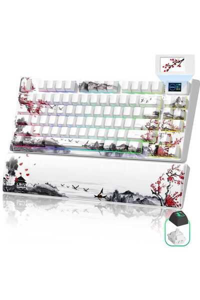 Timebox Μηχανικό Πληκτρολόγιο Gaming 75% με Οθόνη LCD, RGB, Ασύρματο, Hot Swa...