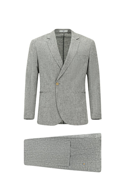 Kiğılı 6 Drop Regular Fit Standart Kesim Keten Karışımlı Kruvaze Takım Elbise